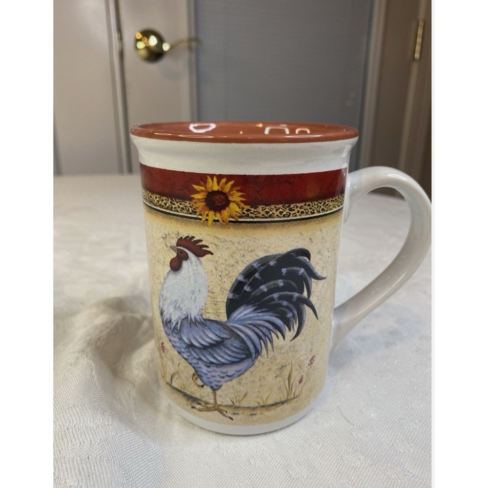 Gibson Home‎ Rooster Sunflower Coffee Mug Ceramic Farmhouse Country Kitchen Cup